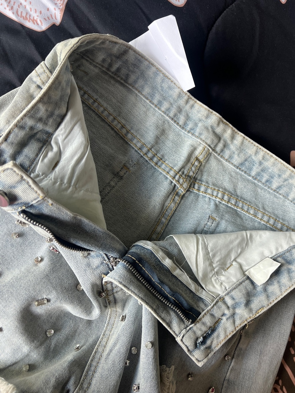 Embellished Light Blue Denim Shorts - Picture 4 of 10